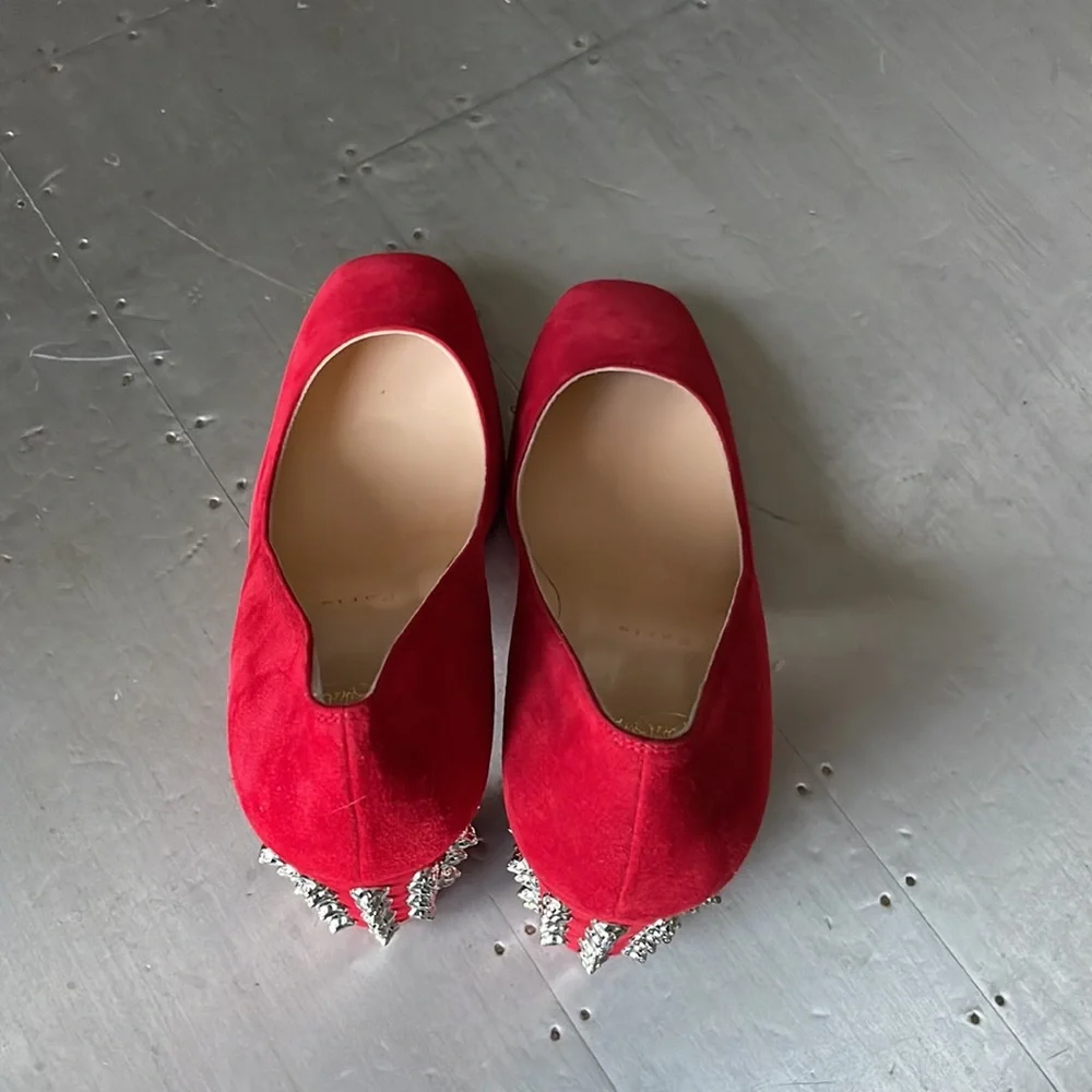 Christian louboutin Donna stud spikes loubi red silver pump 85mm sz 37